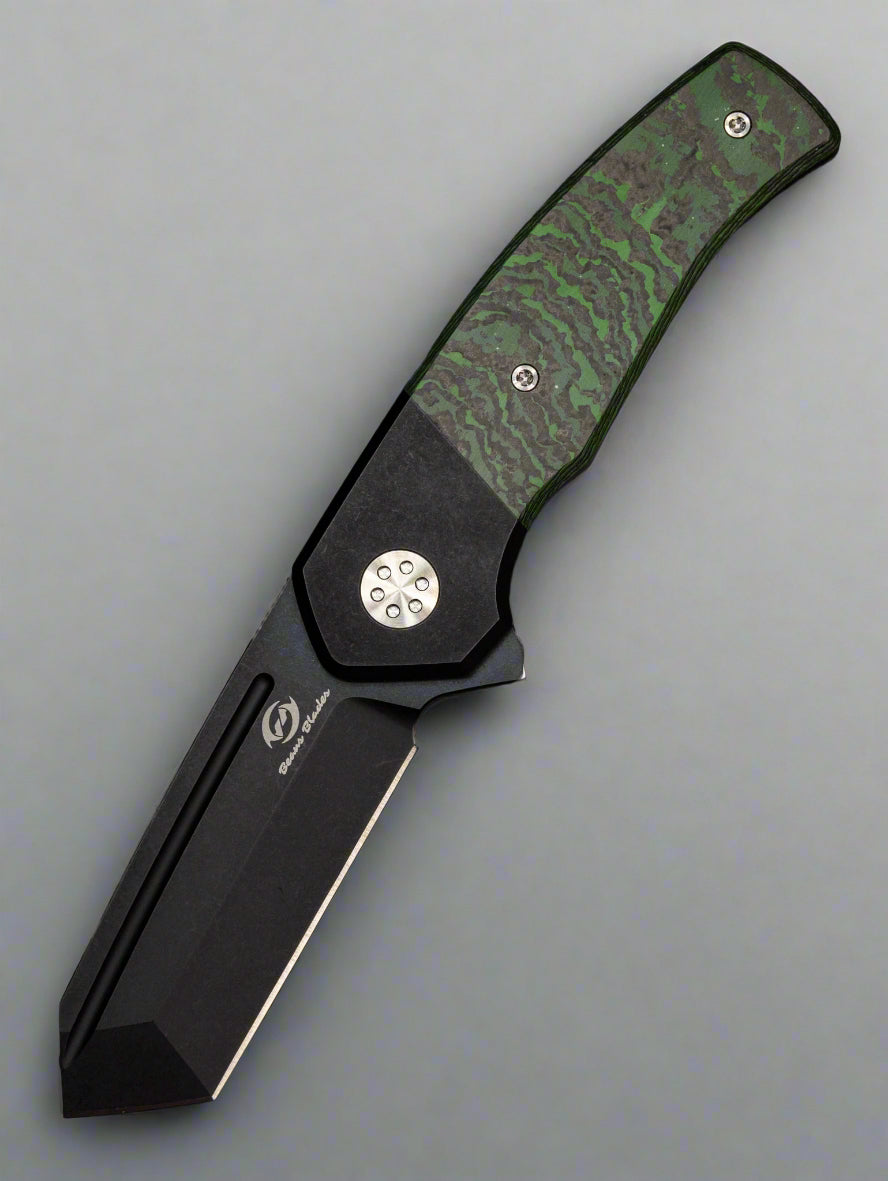Beans Blades Mini Warrior Folder - Jungle Wear Fat Carbon, Titanium Handle, PVD M390