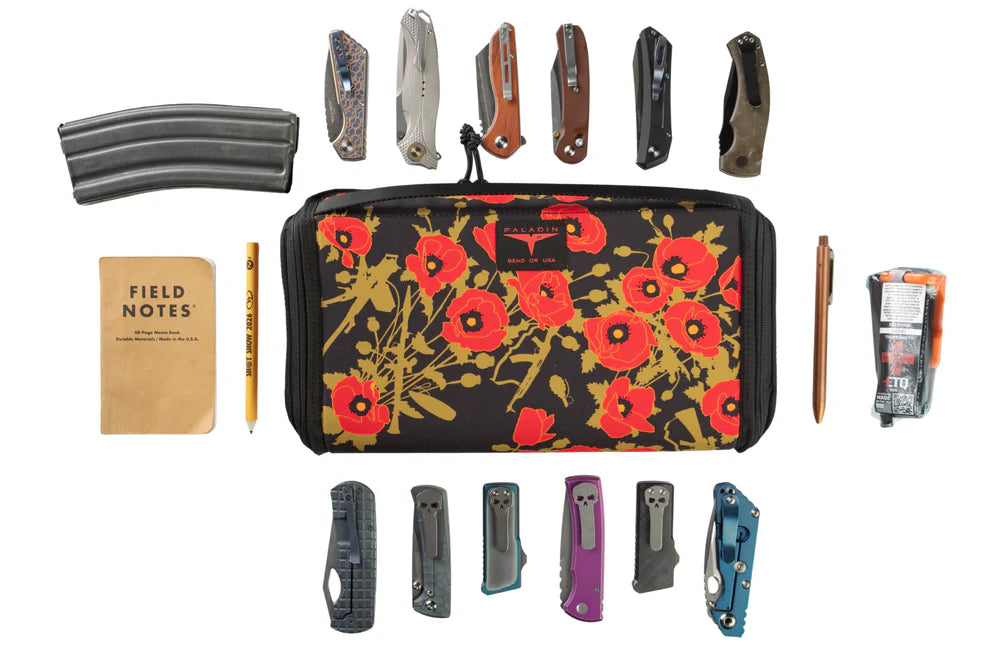 Paladin 33 12 Slot Infinity Knife Pouch - Poppies Of War 500D Cordura w/ Black Interior