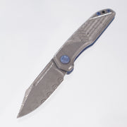 JB Stout Slick Leg Double Detent - Damasteel Scales w/ Blue Titanium Liners & Hardware - Damasteel Blade