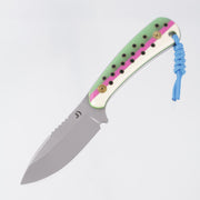 JD Custom Cheeker Compact - Mangiafico Collaboration - Green/Pink/White G10 w/ Black G10 & Brass Pins - Beadblast Magnacut