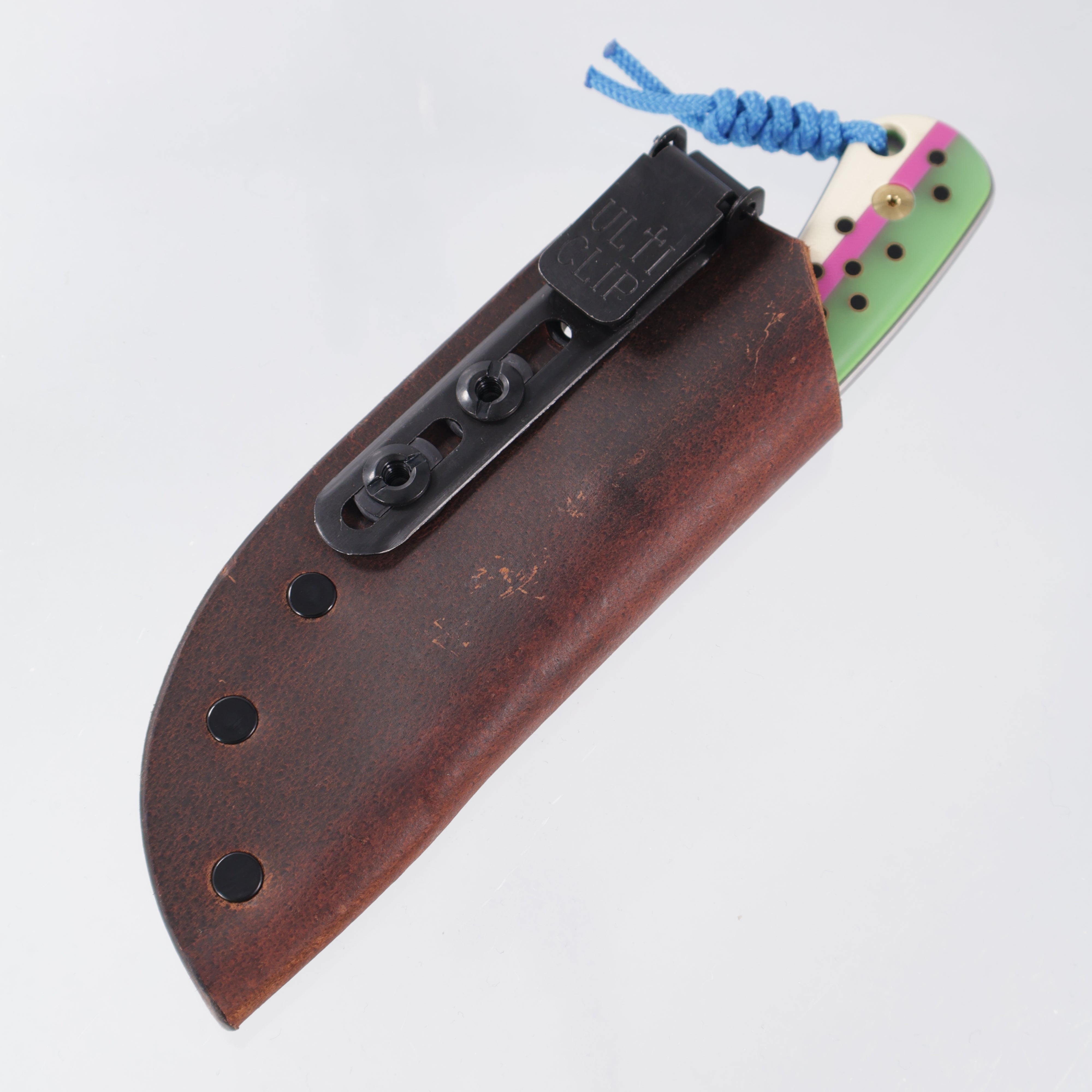 JD Custom Cheeker Compact - Mangiafico Collaboration - Green/Pink/White G10 w/ Black G10 & Brass Pins - Beadblast Magnacut