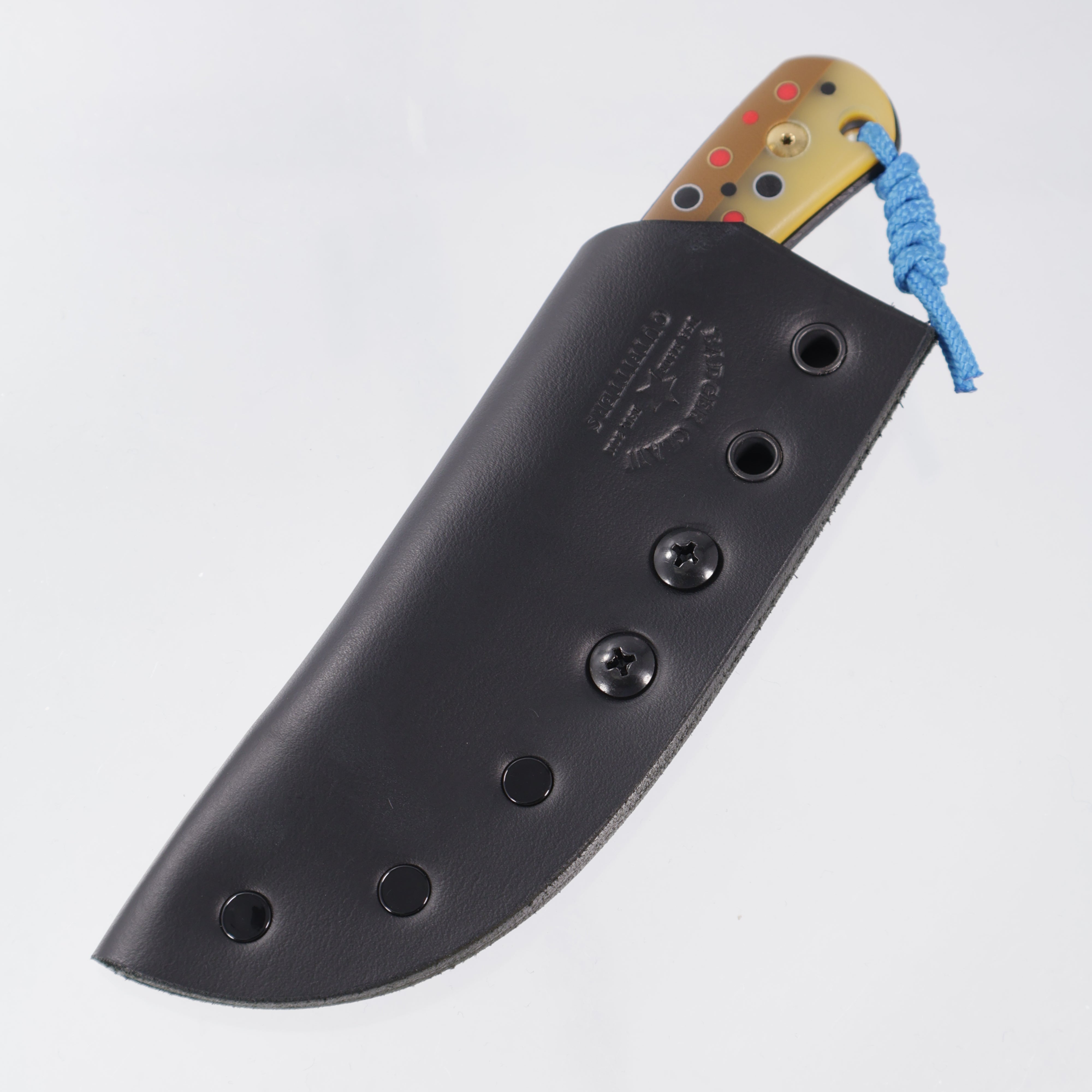 JD Custom Cheeker Compact - Mangiafico Collaboration - Brown/Tan G10 w/ Multi-Color G10 & Brass Pins - Black S45VN