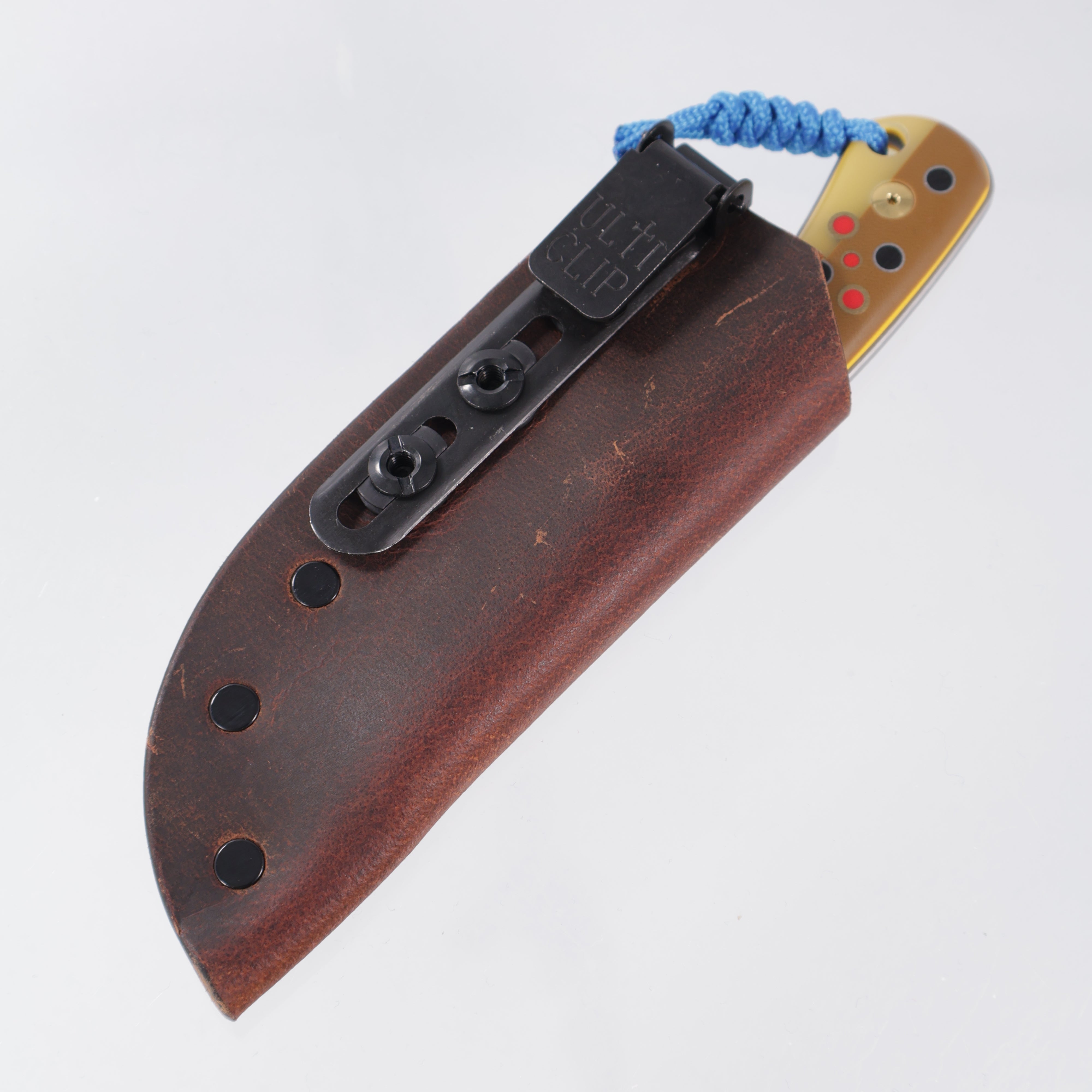 JD Custom Cheeker Compact - Mangiafico Collaboration - Brown/Tan G10 w/ Multi-Color G10 & Brass Pins - Beadblast Magnacut