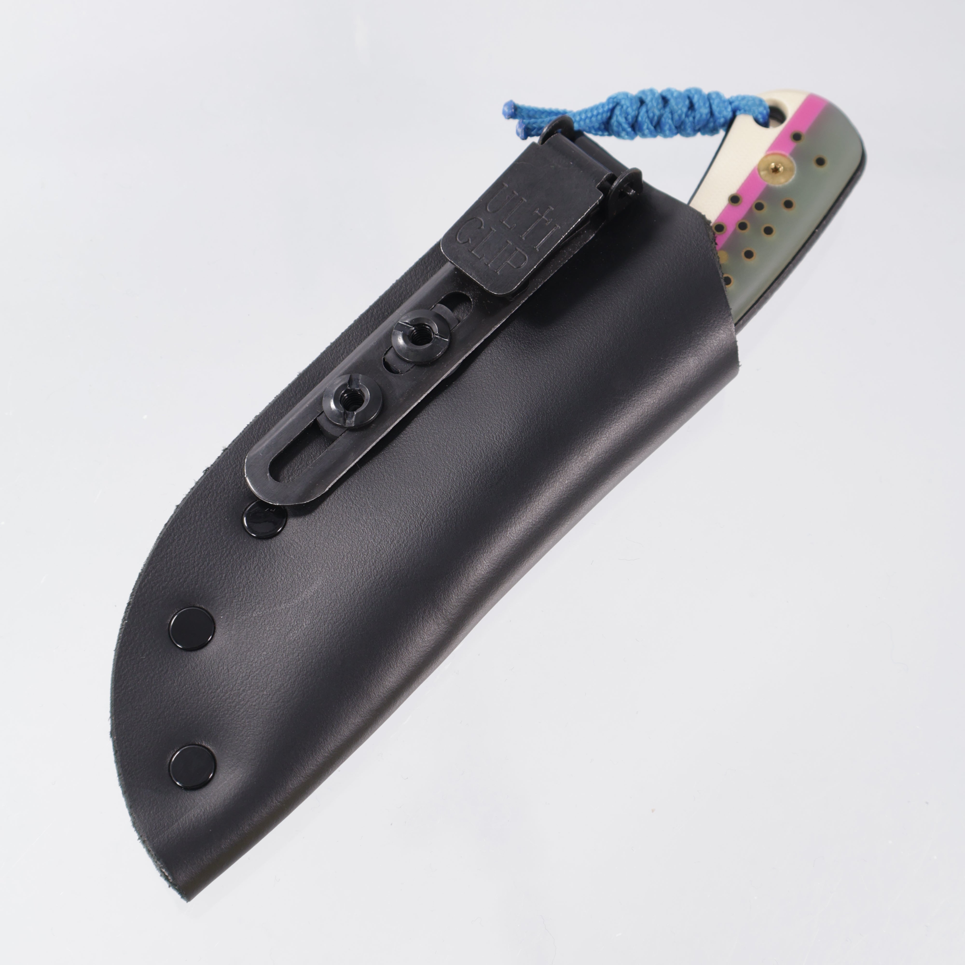 JD Custom Cheeker Compact - Mangiafico Collaboration - Green/Pink/White G10 w/ Black G10 & Brass Pins - Back S45VN