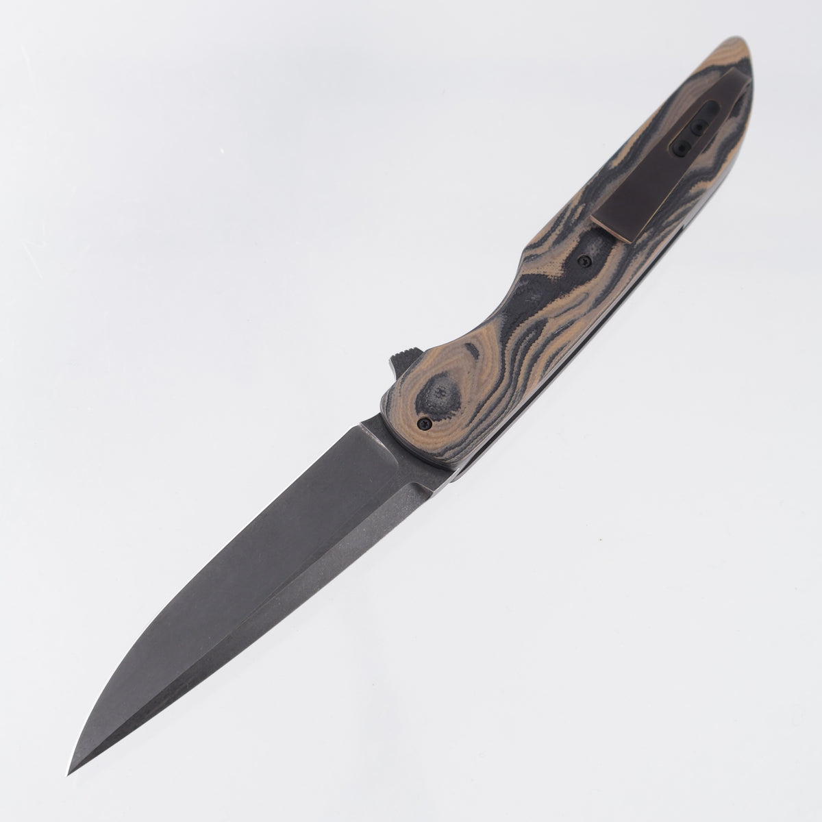 Jason Clark Model 88 - Camo Marbled G10 w/ Black Ano Ti Liners - Black Stonewash Nitro-V