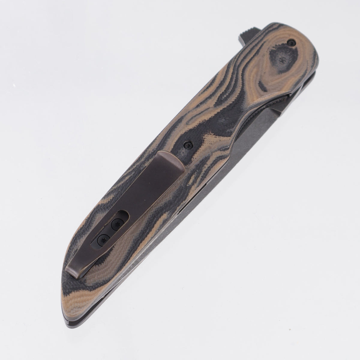 Jason Clark Model 88 - Camo Marbled G10 w/ Black Ano Ti Liners - Black Stonewash Nitro-V