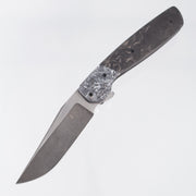 Jason Clark Model 62 - Marbled Carbon Fiber Scales w/ White Storm Fat Carbon Bolsters - Dark Stonewash w/ Satin Flats Magnacut
