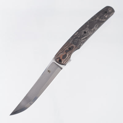 Jason Clark Model 87 - Marbled Carbon Fiber Scales w/ Copper Fat Carbon Bolsters - Polished Takefu Shiro-2