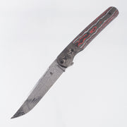 Jason Clark Model 91 - Santa Clara Camo Carbon Scales w/ Black Dunes Fat Carbon Bolsters - Polished Damasteel