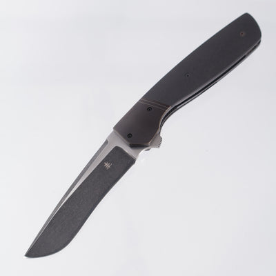 Jason Clark Model 62 Drop Point - Black Titanium w/ Richlite Scales - 2-Tone Black Stonewash