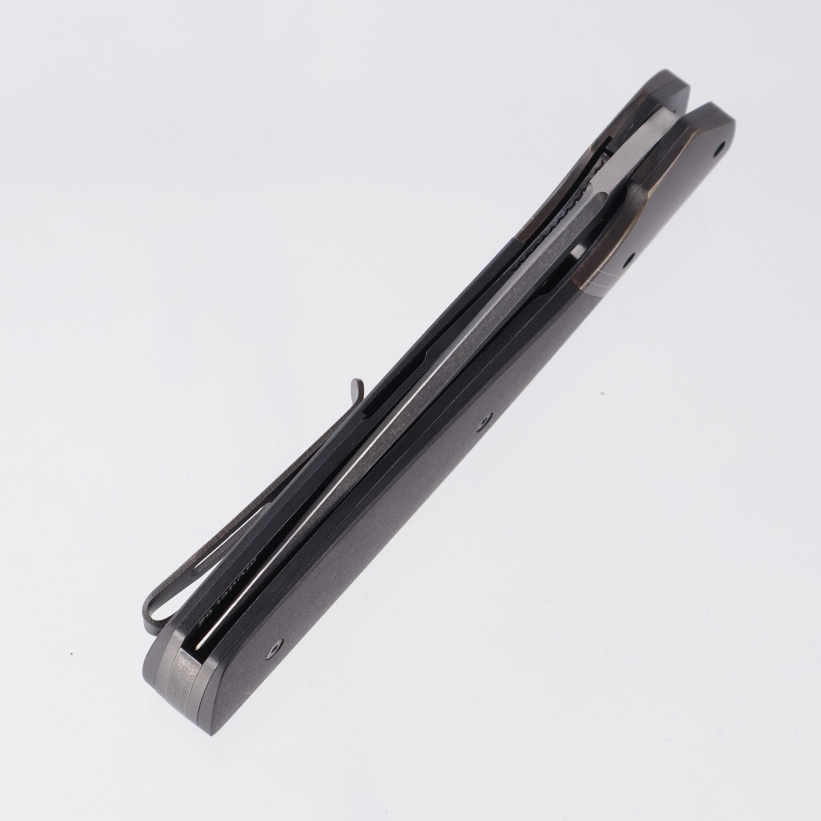 Jason Clark Model 62 Drop Point - Black Titanium w/ Richlite Scales - 2-Tone Black Stonewash