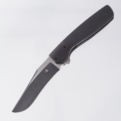 Jason Clark Model 62 Clip Point - Black Titanium w/ Richlite Scales - 2-Tone Black Stonewash