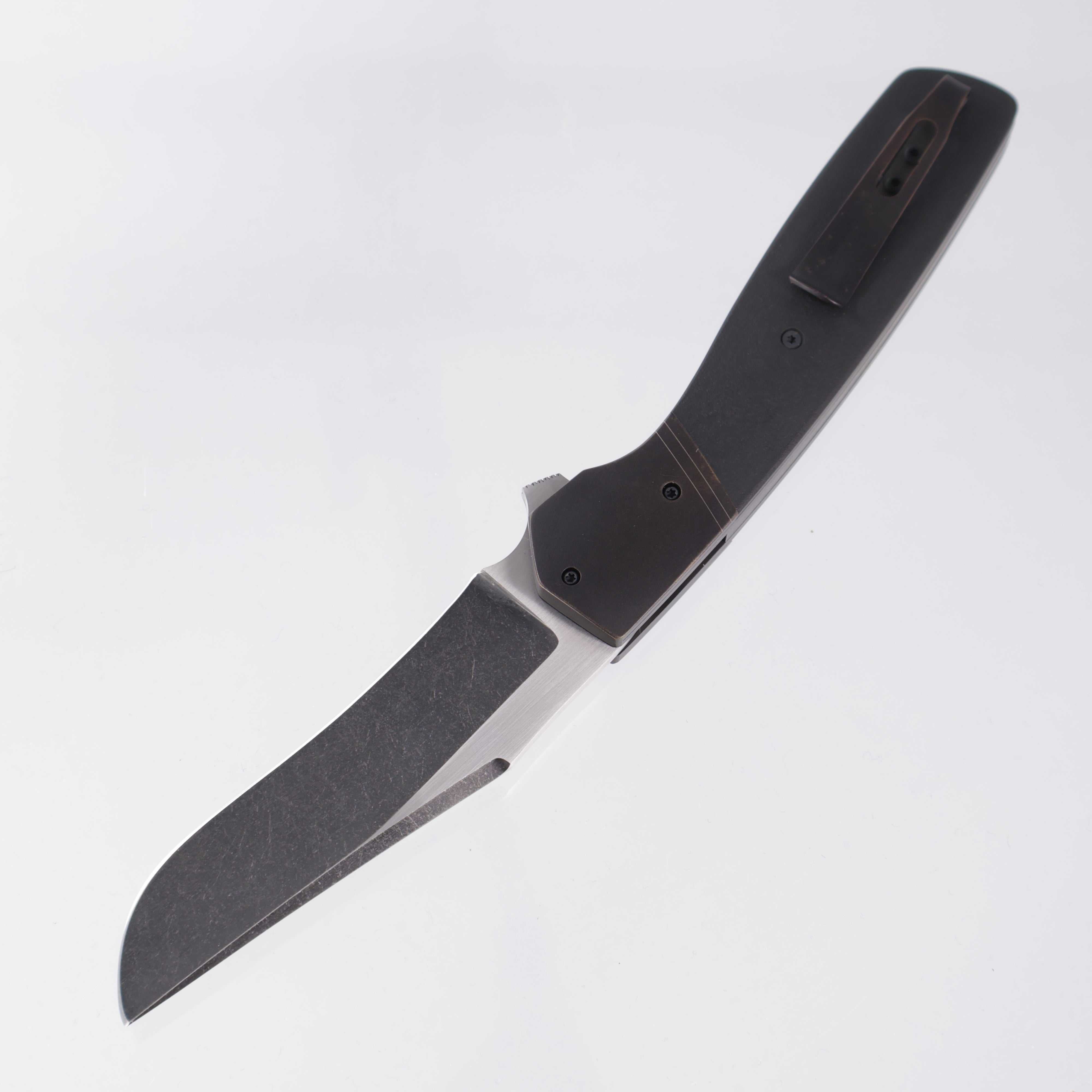Jason Clark Model 62 Clip Point - Black Titanium w/ Richlite Scales - 2-Tone Black Stonewash