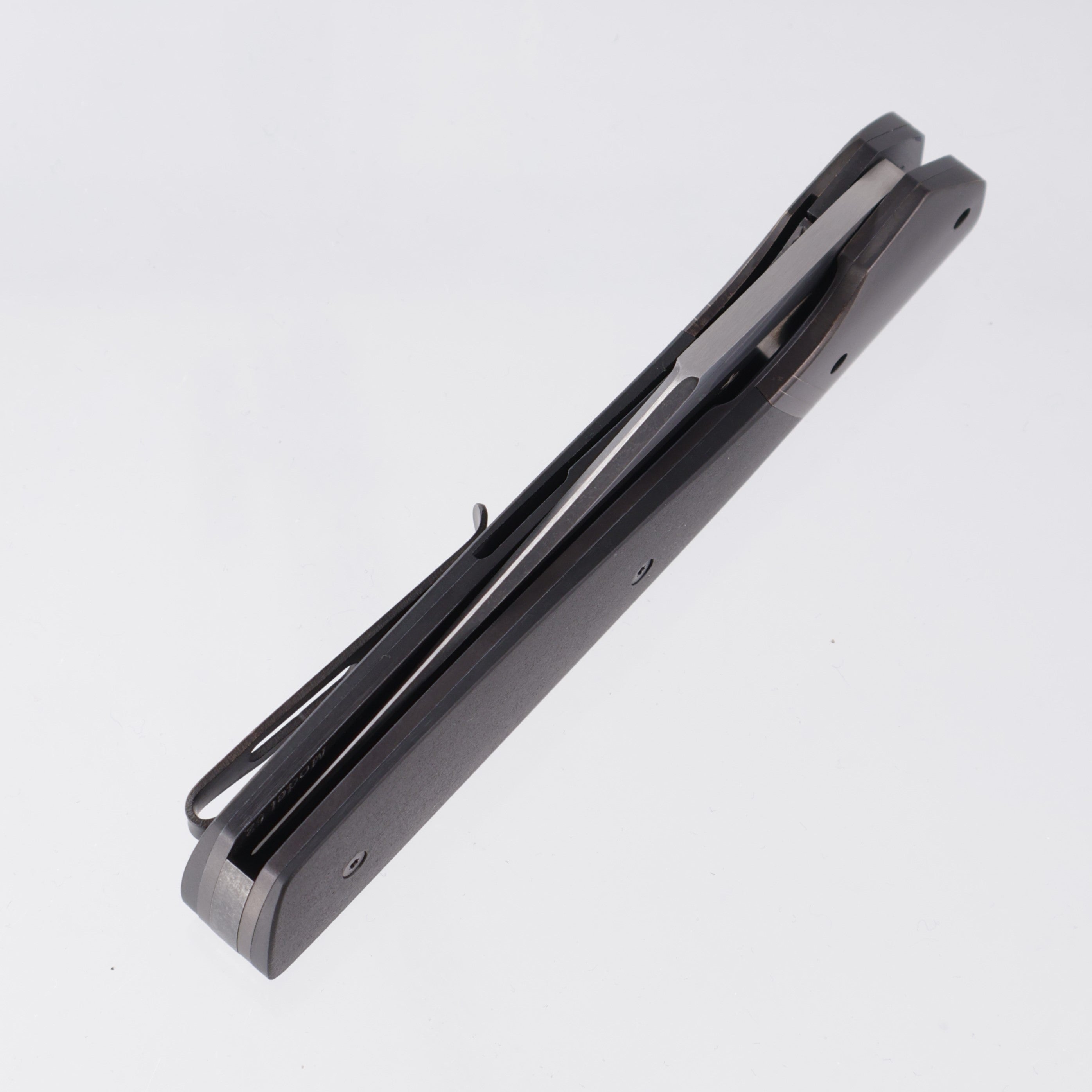 Jason Clark Model 62 Clip Point - Black Titanium w/ Richlite Scales - 2-Tone Black Stonewash