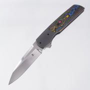 Jason Clark Model 76 Wharncliffe - Zirconium Bolsters w/ 80s Camo Carbon Scales - Hand Rubbed Satin CPM-154 - BROP Exclusive