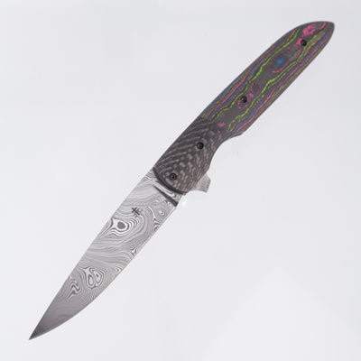 Jason Clark Model 79 Drop Point - Twill Carbon Fiber w/ 80s CamoCarbon Scales - Polished Damasteel - BROP Exclusive