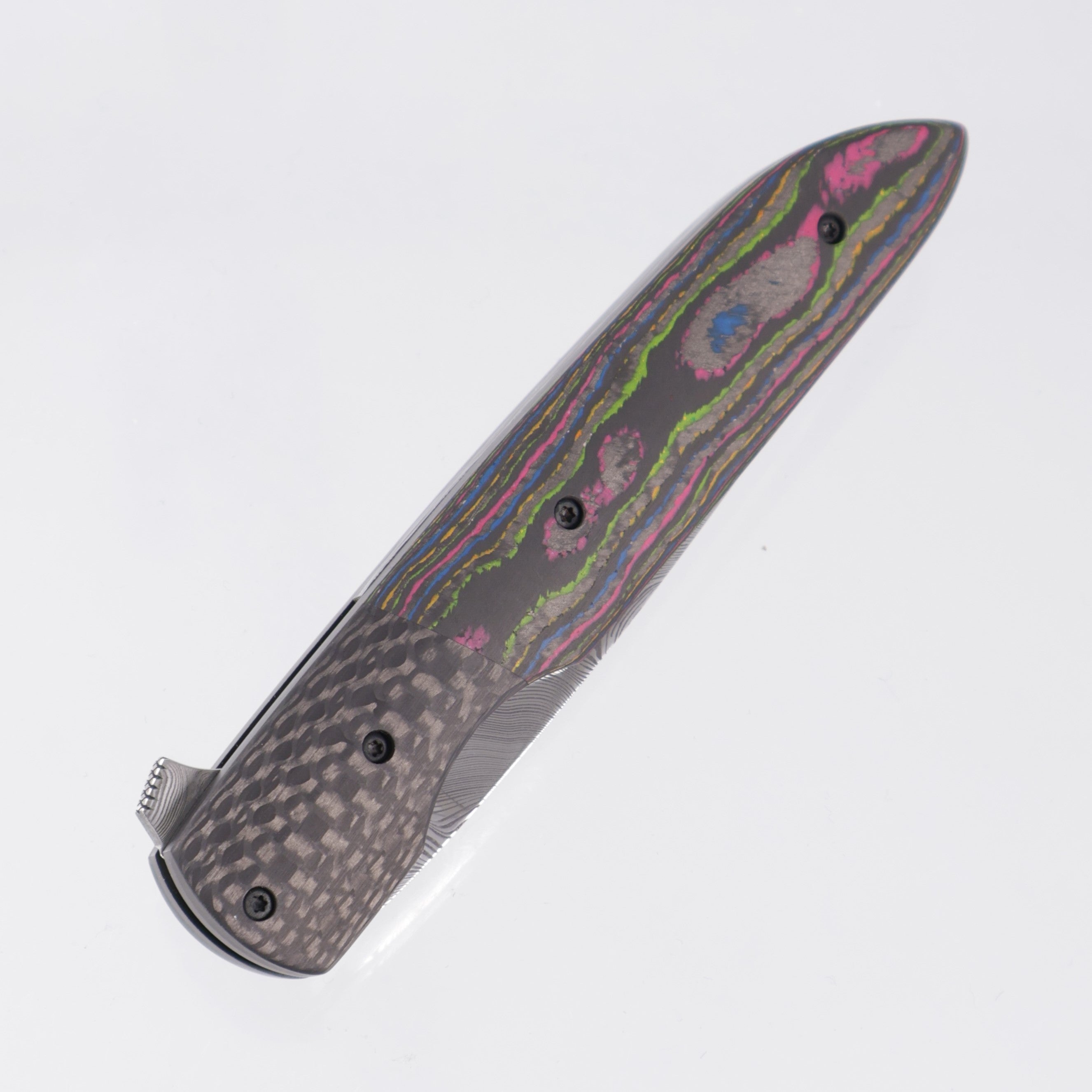 Jason Clark Model 79 Drop Point - Twill Carbon Fiber w/ 80s CamoCarbon Scales - Polished Damasteel - BROP Exclusive