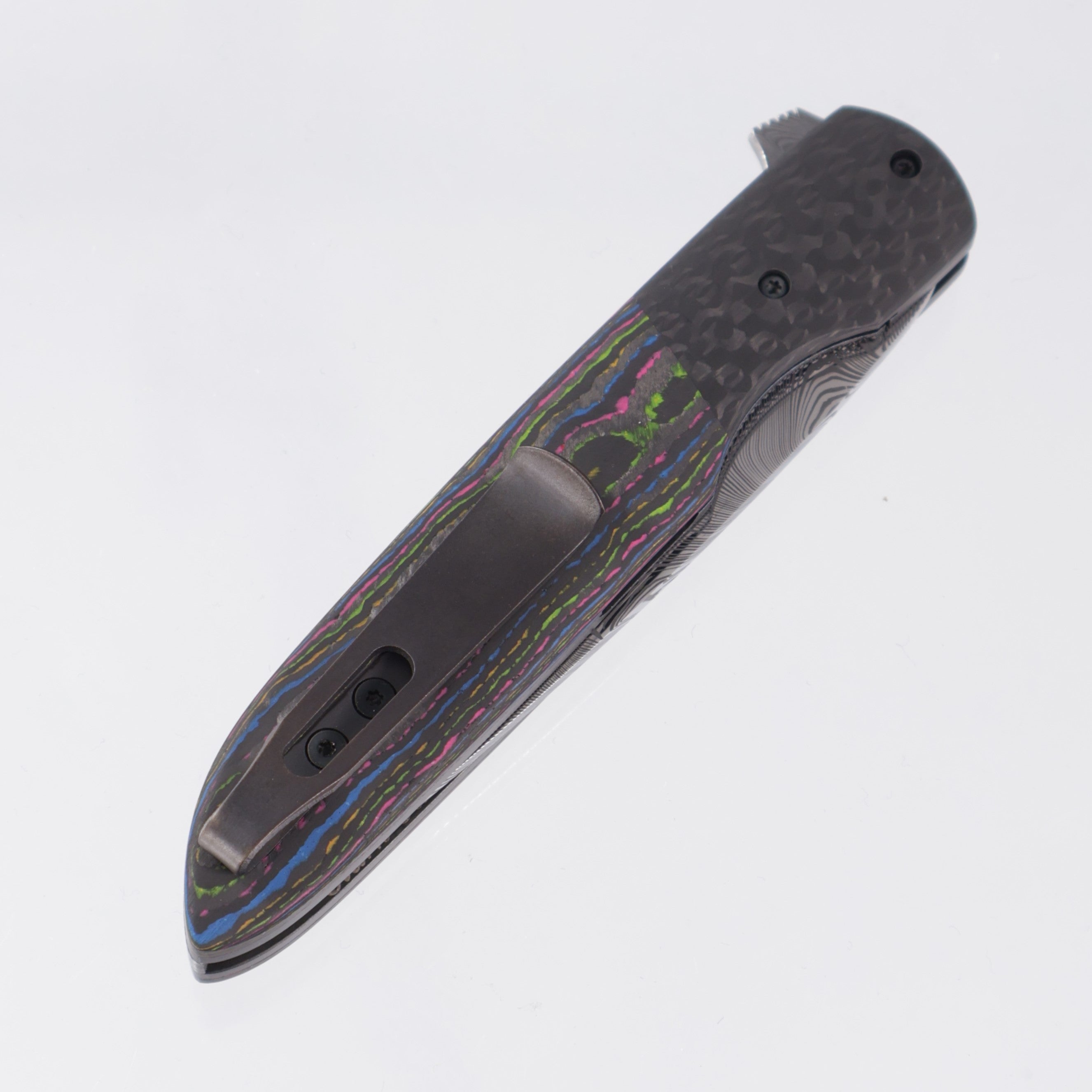 Jason Clark Model 79 Drop Point - Twill Carbon Fiber w/ 80s CamoCarbon Scales - Polished Damasteel - BROP Exclusive