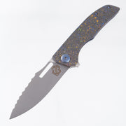 John Gray Slitter V2 Drop Point - 80s Camo Carbon Lace Texture - Blue Ano Barked Titanium w/ Blue Hardware - Satin Magnacut - BROP Exclusive
