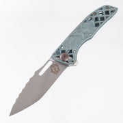 John Gray Slitter V2 Tanto - Matte Green Ano Goblin Milled Chainmail Titanium - Chainmail Titanium w/ Bronze Hardware - Satin Magnacut - 1 of 5