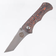 John Gray Rostrum Tanto - Orange Camo Carbon - Barked Titanium w/ Satin Hardware - Satin Magnacut