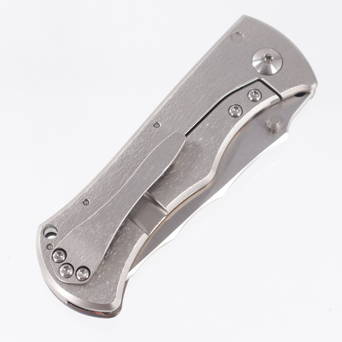 John Gray Rostrum Tanto - Orange Camo Carbon - Barked Titanium w/ Satin Hardware - Satin Magnacut