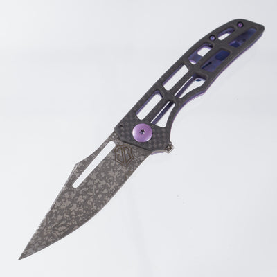 John Gray Slitter V2 Harpoon Bowie - Carbon Fiber / Barked Purple Titanium - Dark Rain Magnacut