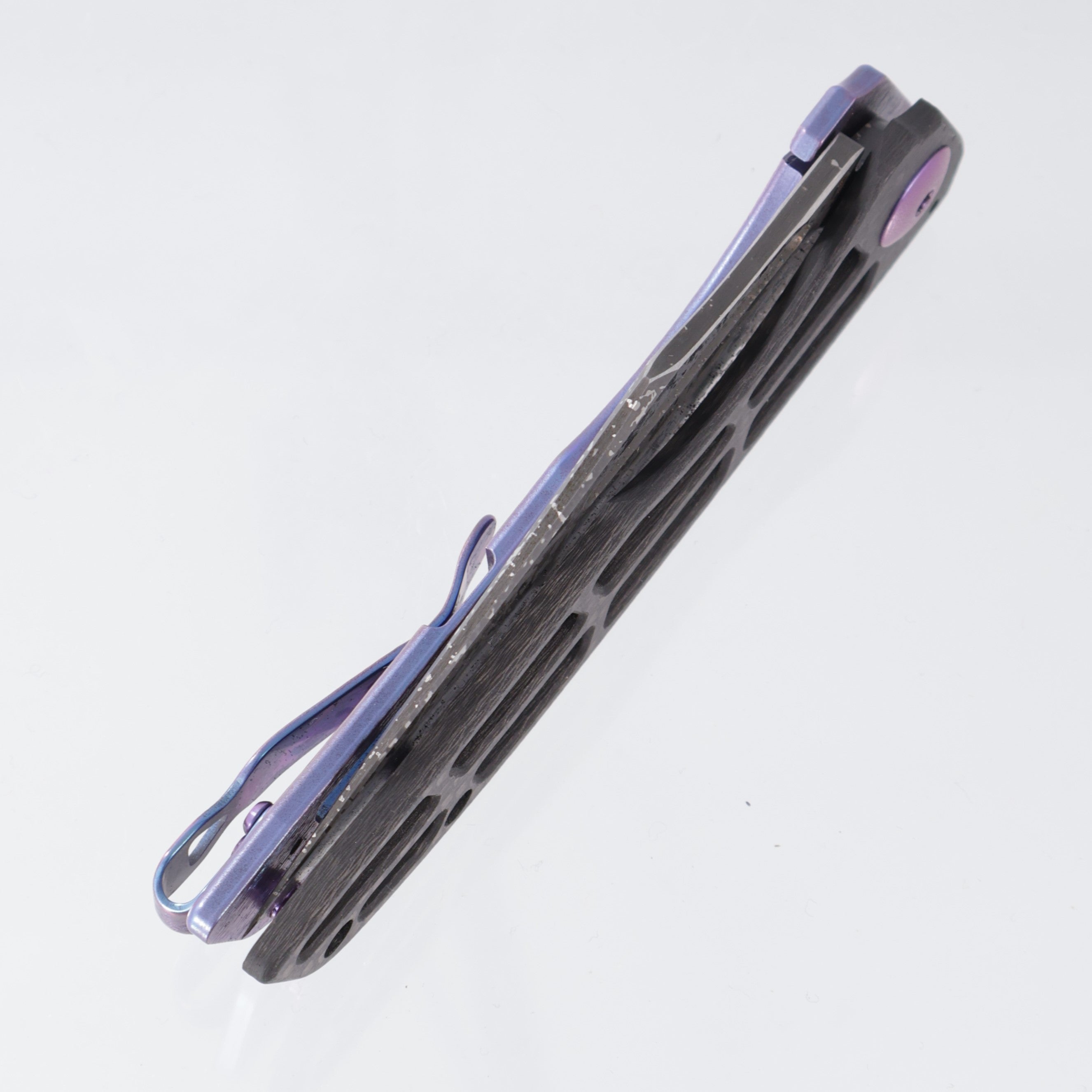 John Gray Slitter V2 Harpoon Bowie - Carbon Fiber / Barked Purple Titanium - Dark Rain Magnacut