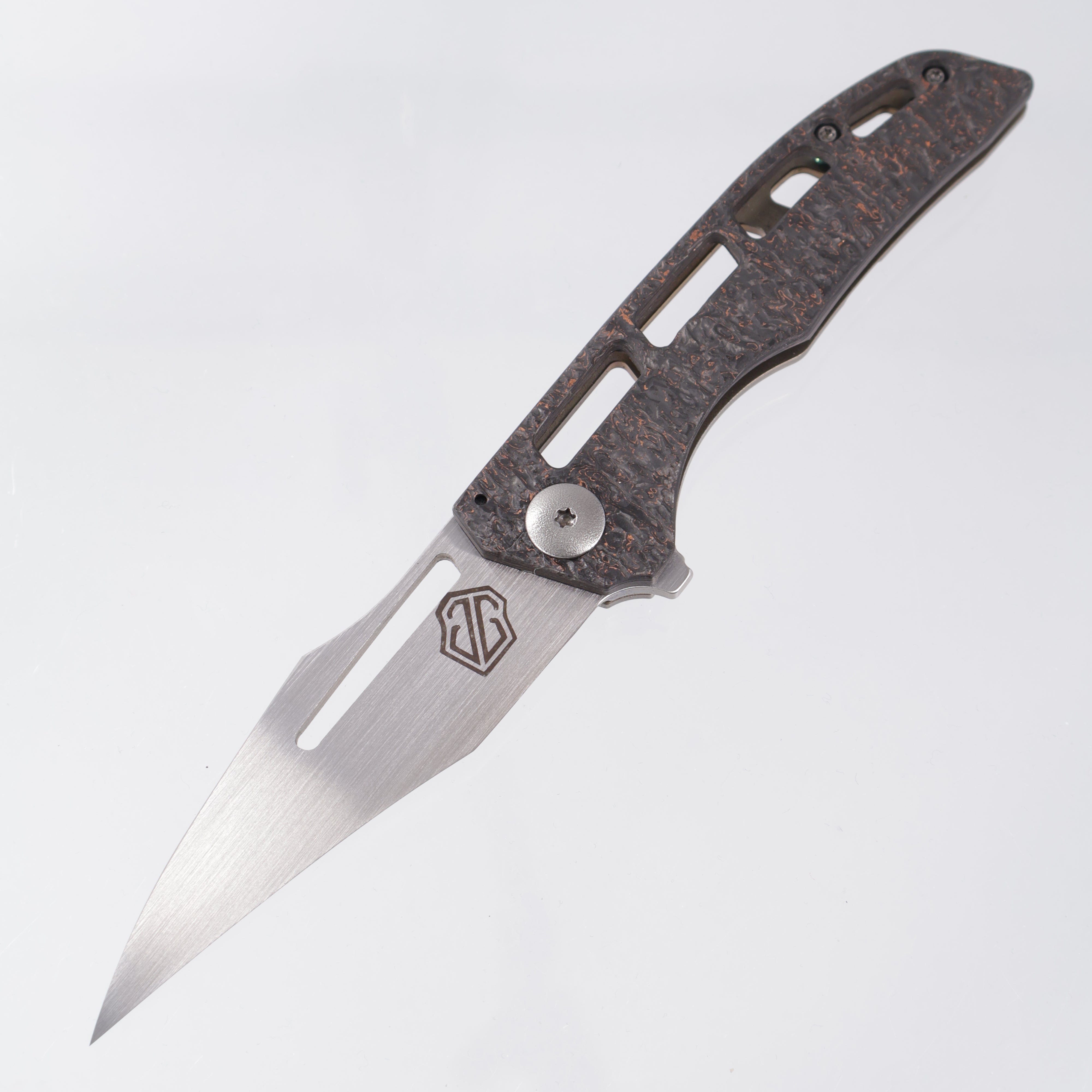 John Gray Slitter V2 Reaper - Godzilla Hide Copper TechnoCarbo Half Ported - Bronze Godzilla Hide Titanium w/ Silver Hardware - Satin Magnacut