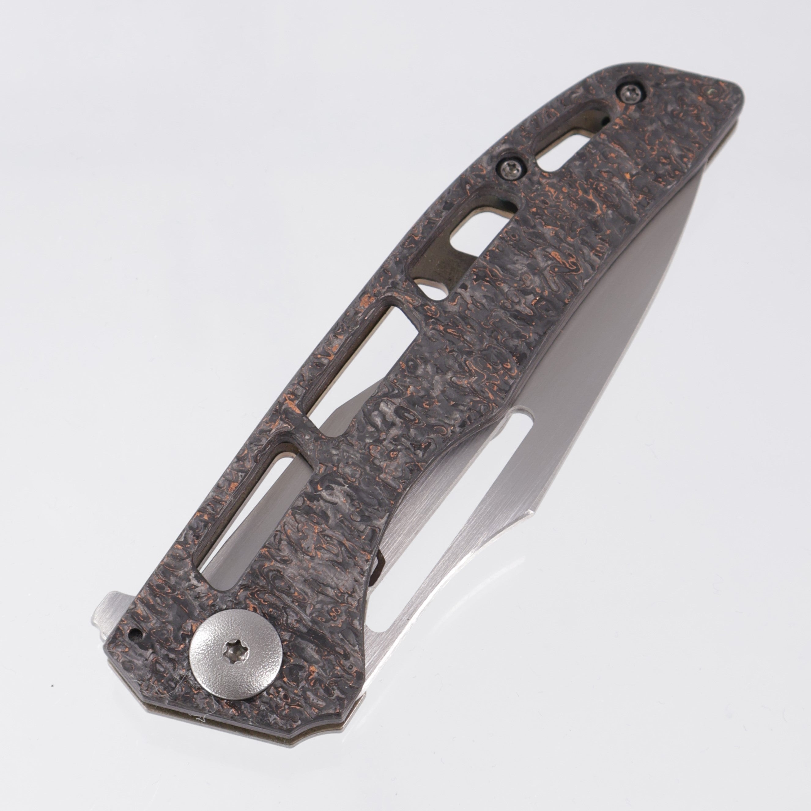 John Gray Slitter V2 Reaper - Godzilla Hide Copper TechnoCarbo Half Ported - Bronze Godzilla Hide Titanium w/ Silver Hardware - Satin Magnacut