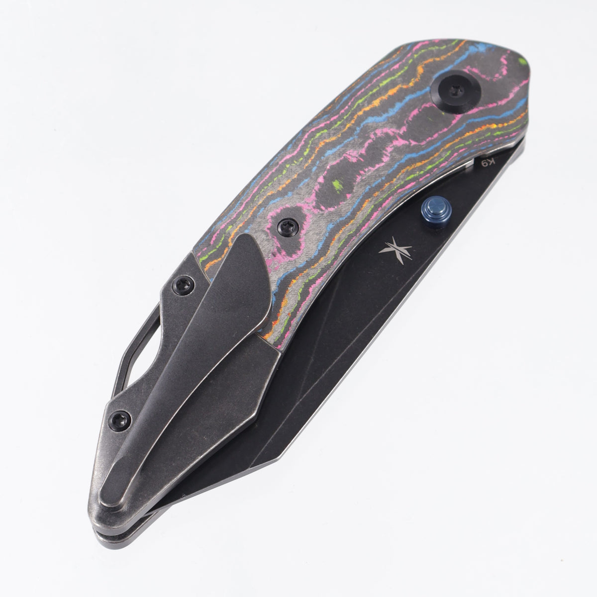 Kansept K9 - 80s Camo Carbon w/ Blackwash Titanium Bolsters - Blackwash S35VN - K1151A3