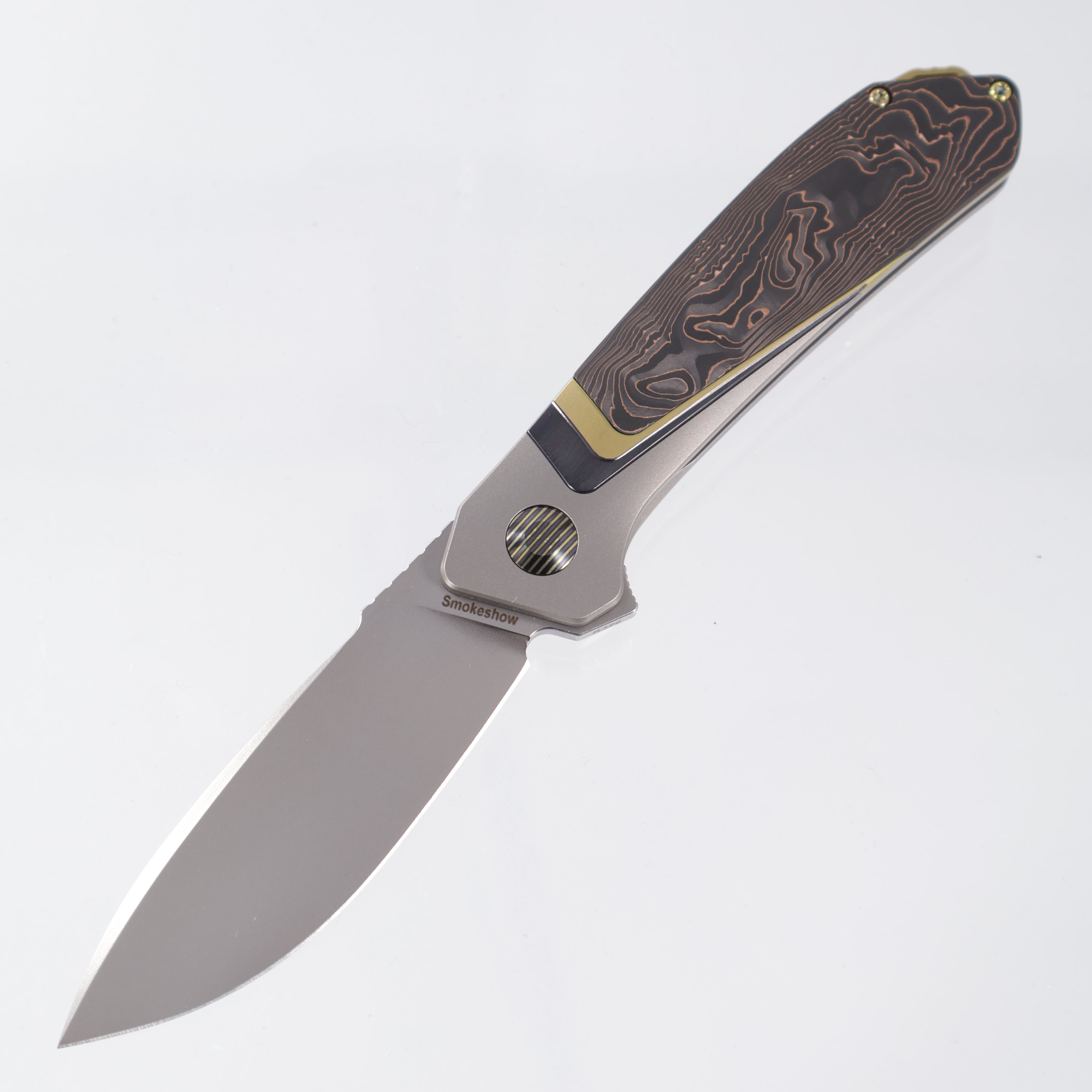 Karbon Smokeshow - M390 Bead Blasted - Ti & Copper CarbonFiber - KARB121