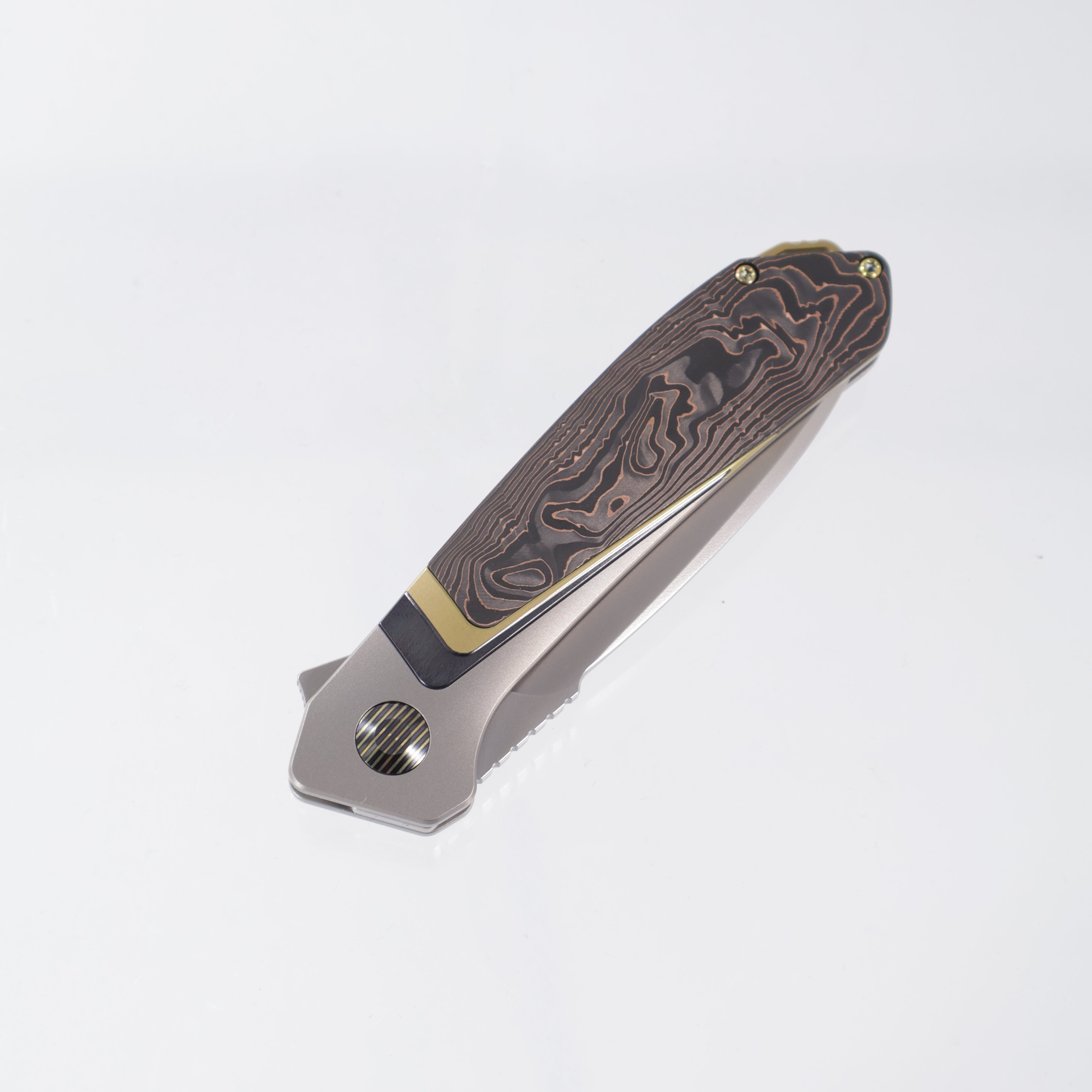 Karbon Smokeshow - M390 Bead Blasted - Ti & Copper CarbonFiber - KARB121