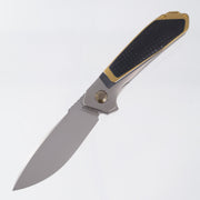 Karbon Smokeshow - M390 Bead Blasted - Ti & Leather - KARB122
