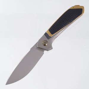 Karbon Smokeshow - M390 Bead Blasted - Ti & Leather - KARB122