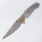 Karbon Mini Buck Horn - M390 Bead Blasted - Titanium Milled Handle - KARB123