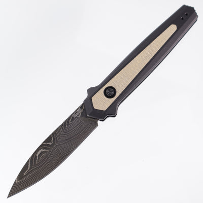 Kershaw Launch 15 - Black Damascus - Black Aluminum & Canvas Micarta Inlays