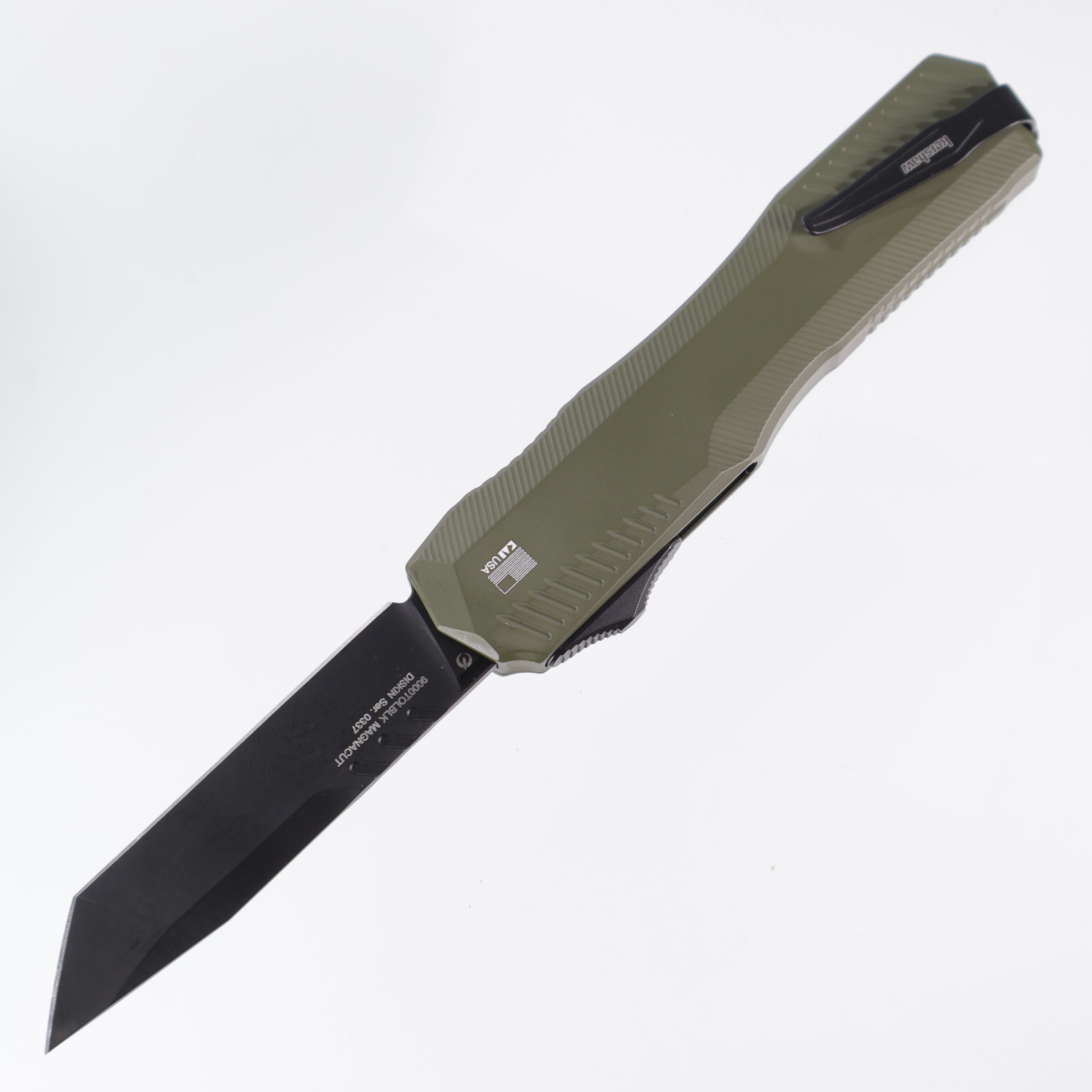 Kershaw Livewire - Magnacut Tanto Black - Olive Green Aluminum - 9000TOLBLK