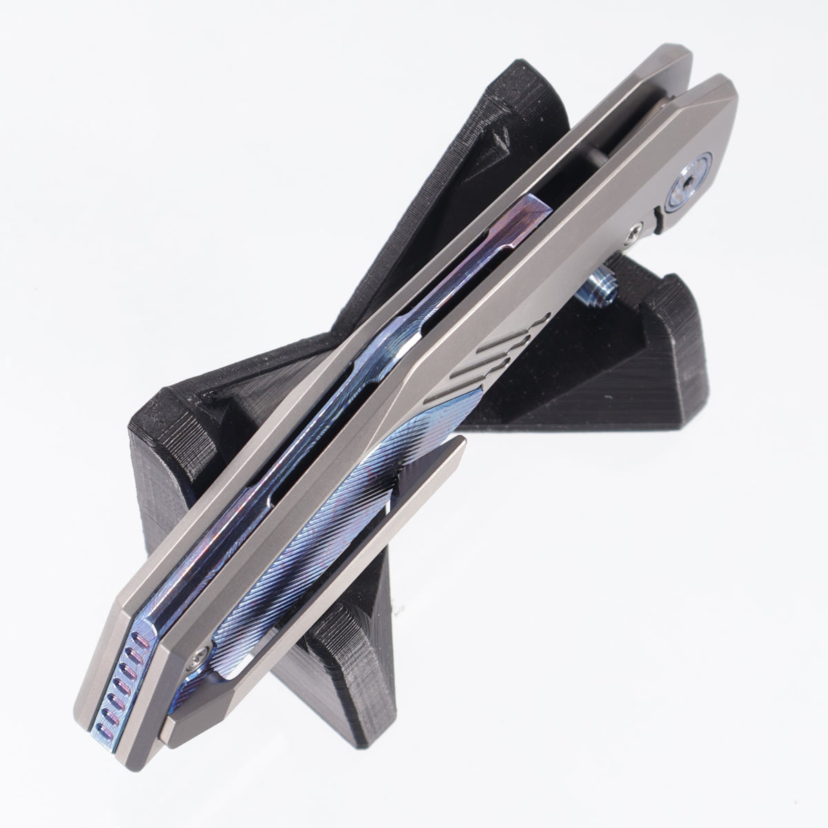 Ketuo Raijin - Stonewash Titanium w/ Timascus Inlays, Collars & Backspacer - Mirror Polish M390 - MP