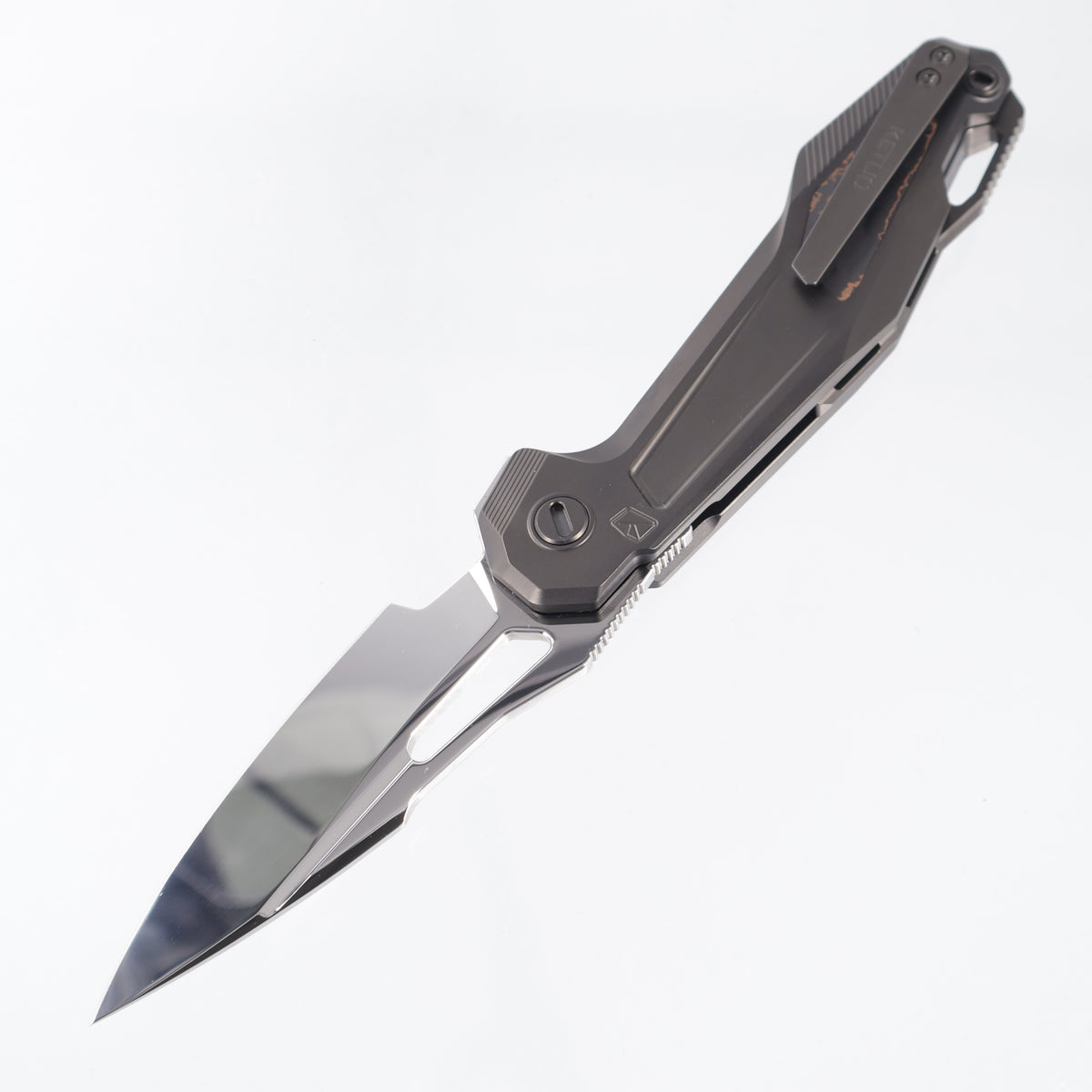 Ketuo Griffin V4 - DLC Titanium w/ Copper Carbon Fiber Inlays - Mirror Polish M390 - DLC/MP