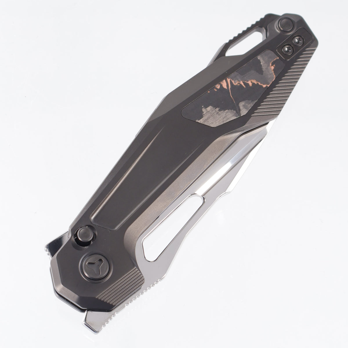 Ketuo Griffin V4 - DLC Titanium w/ Copper Carbon Fiber Inlays - Mirror Polish M390 - DLC/MP