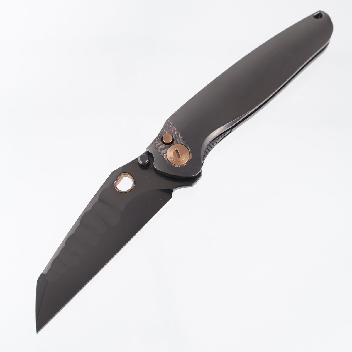 Ketuo Dirty Bird V2 - DLC TItanium w/ Copper Carbon Fiber Pivot Collar & Bronze Ti Accents - DLC M390 w/ Rock Pattern - /DLC