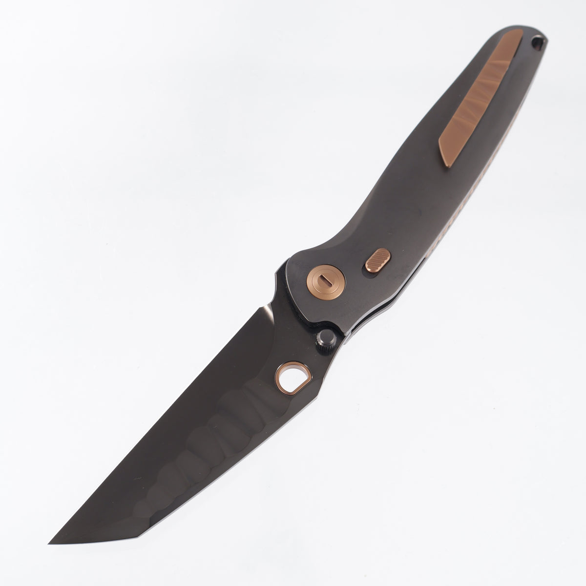 Ketuo Dirty Bird V2 - DLC TItanium w/ Copper Carbon Fiber Pivot Collar & Bronze Ti Accents - DLC M390 w/ Rock Pattern - /DLC