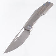 Ketuo Overclock - Beadblast Titanium w/ Blue Ti Accents - Pearlescent M390 - /P