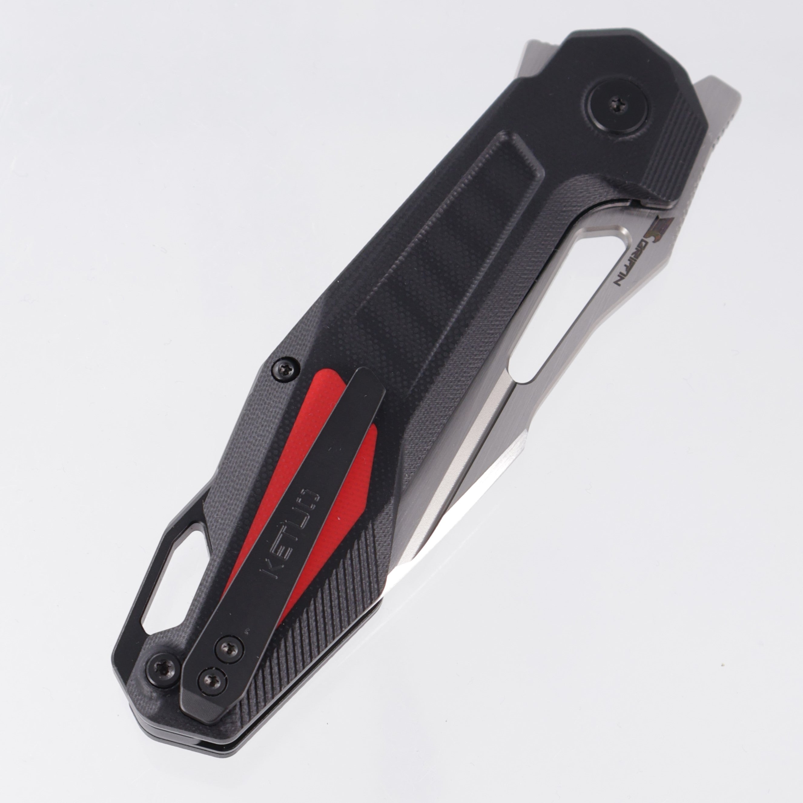 Ketuo Griffin - Black G10 w/ Red G10 Inserts - Hand Rubbed Satin 14C28N - BR/S