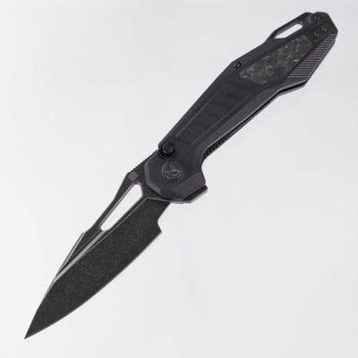 Ketuo Griffin - Black G10 w/ Carbon Fiber Inserts - Blackwash 14C28N - BK/SW