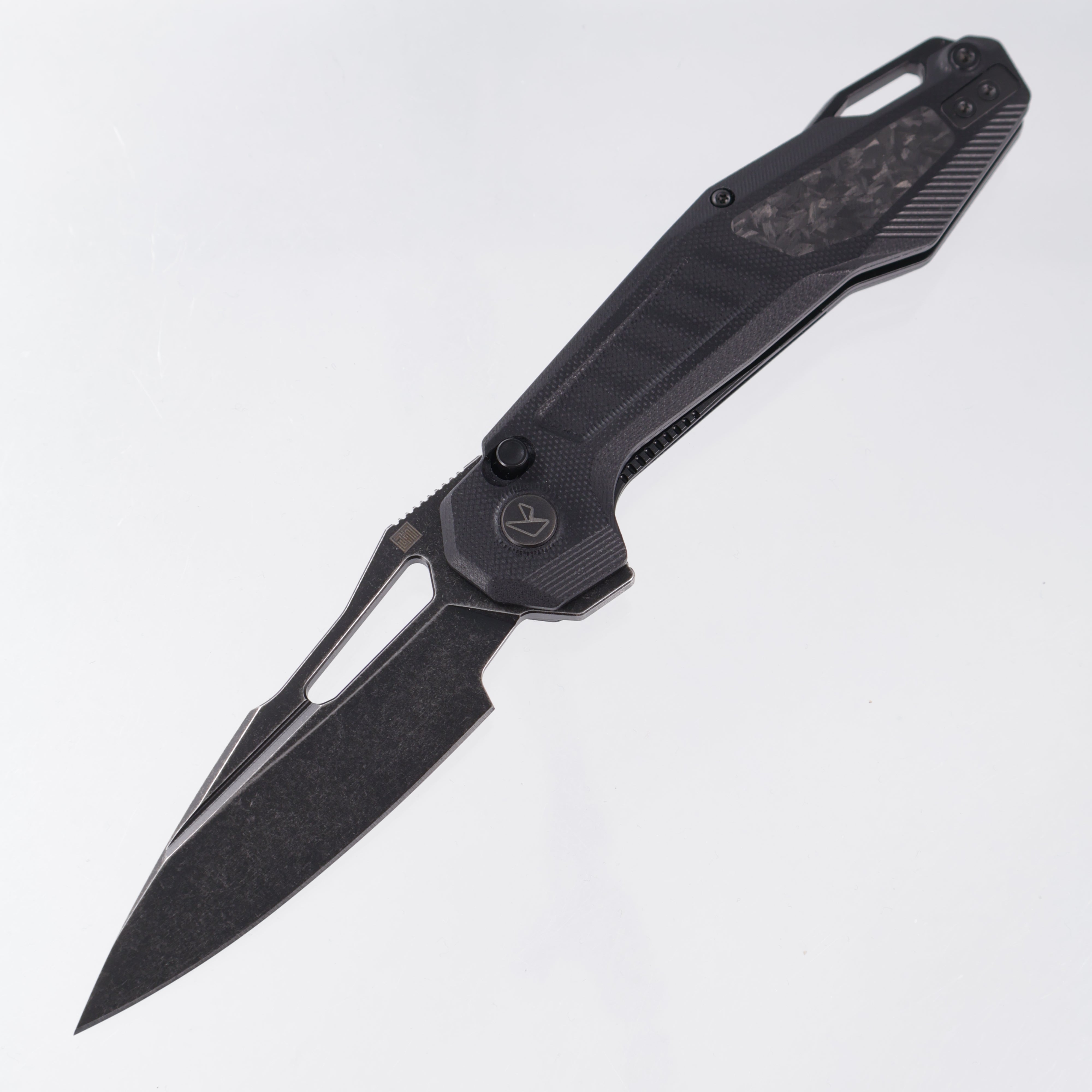 Ketuo Griffin - Black G10 w/ Carbon Fiber Inserts - Blackwash 14C28N - BK/SW