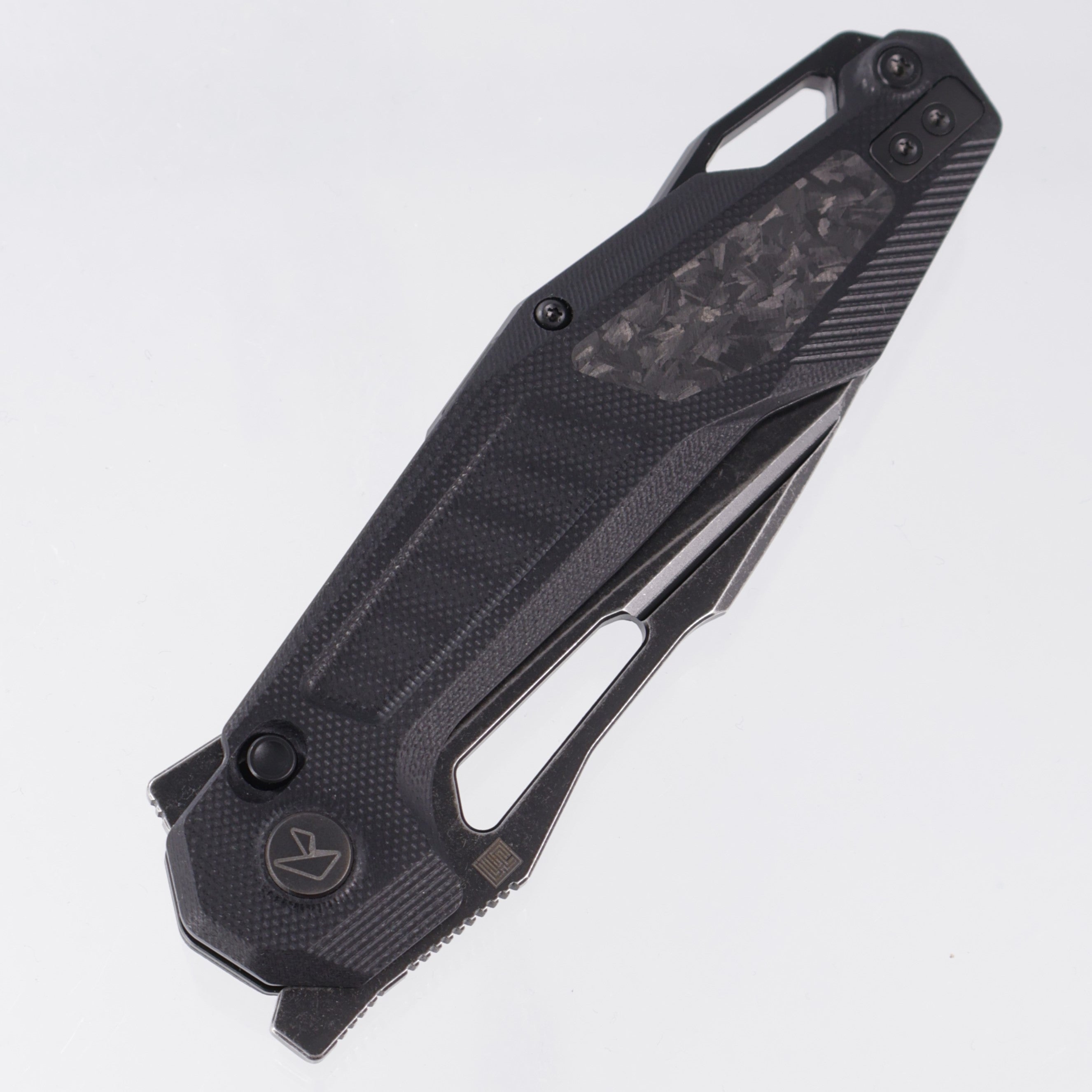 Ketuo Griffin - Black G10 w/ Carbon Fiber Inserts - Blackwash 14C28N - BK/SW