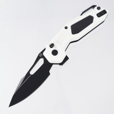 Ketuo Mini Griffin - White G10 w/ Black G10 Inserts - Black PVD 14C28N - W/BK