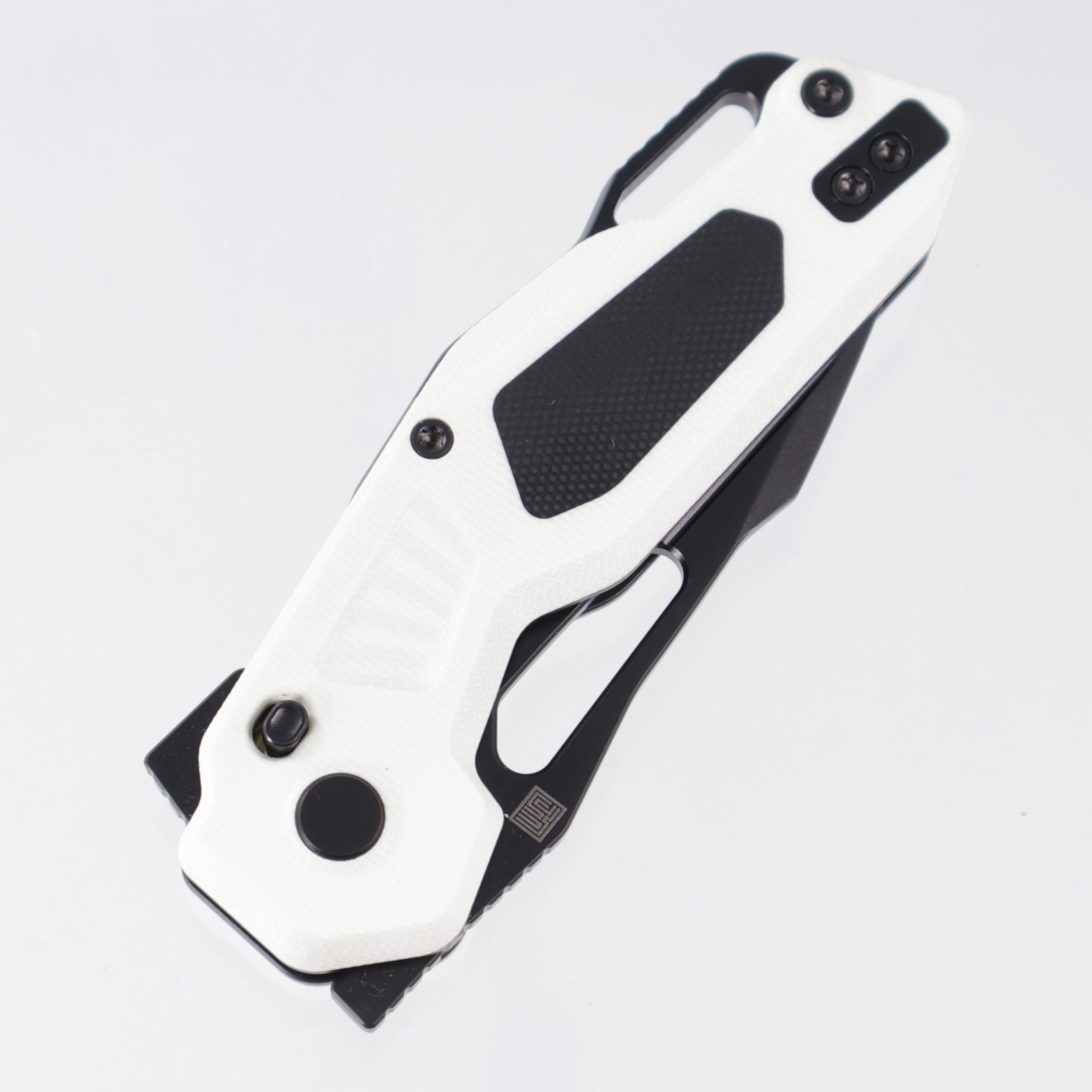 Ketuo Mini Griffin - White G10 w/ Black G10 Inserts - Black PVD 14C28N - W/BK
